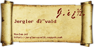 Jergler Évald névjegykártya